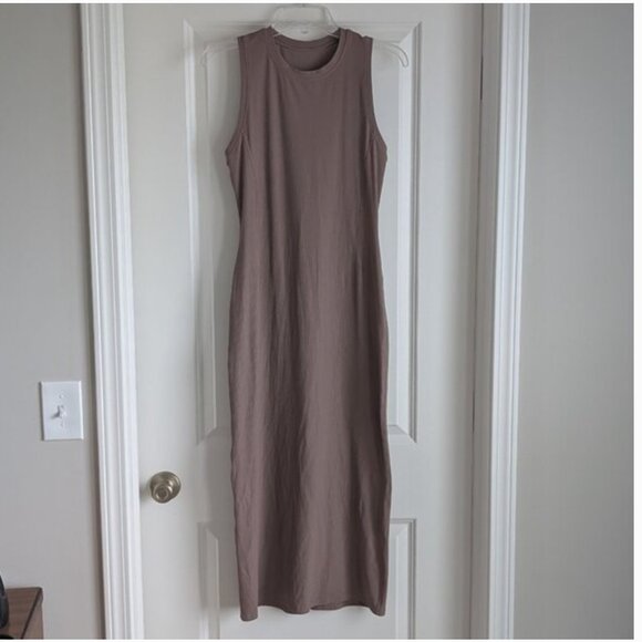 Lululemon All Aligned Ribbed Midi Dress, Taupetastic, Size 8 - Picture 3 of 5
